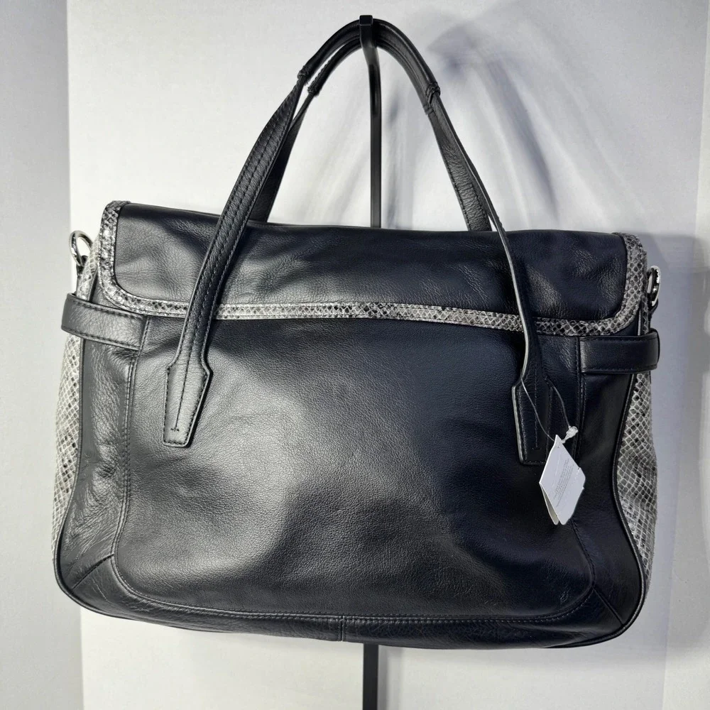 Coach Taylor Marin‎ Satchel Black Leather Snakeskin Tote Bag #A1176-F23301 NWT